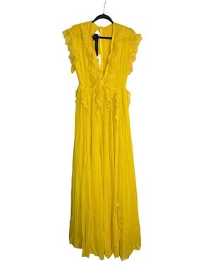Giambattista Valli Lace-Trim Maxi Gown - Yellow